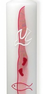 Doopkaars roze duif 22cm